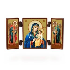 NKlaus - Gottesmutter Nicht Verwelkende Blume - christliche Ikone Triptychon - Neuvjadaemyj Cvet - reise Altar Holz 36166 - Image 1