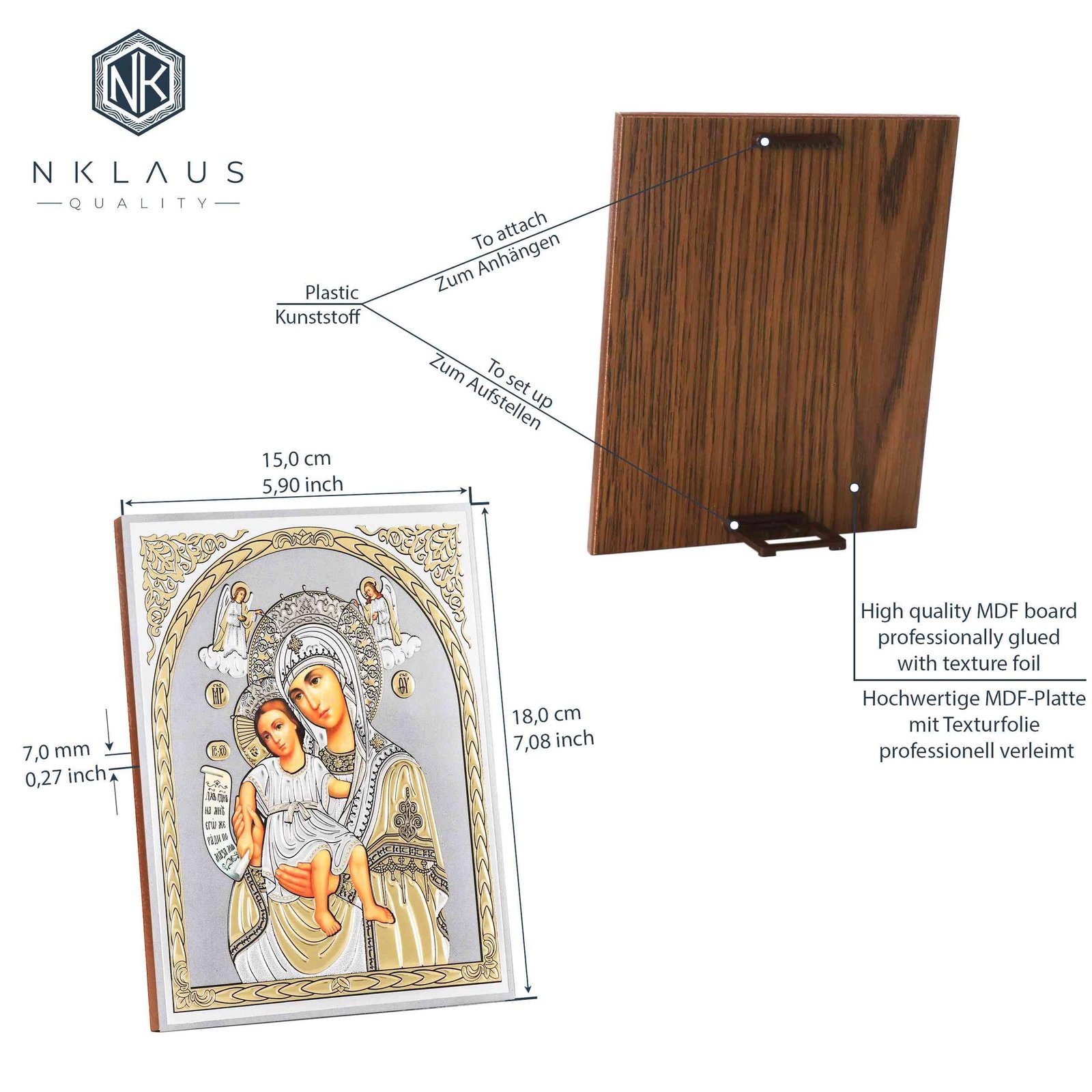 NKlaus - Gottesmutter Würdig Ist - Holz Ikone 15x18cm christlich orthodox - Ikonografie 16564 - Image 2