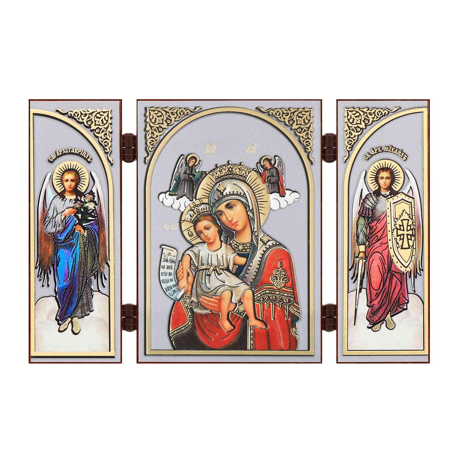 NKlaus - Gottesmutter Würdig Ist - Ikone Triptychon Christlich - reise Altar Holz 16859 - Image 1