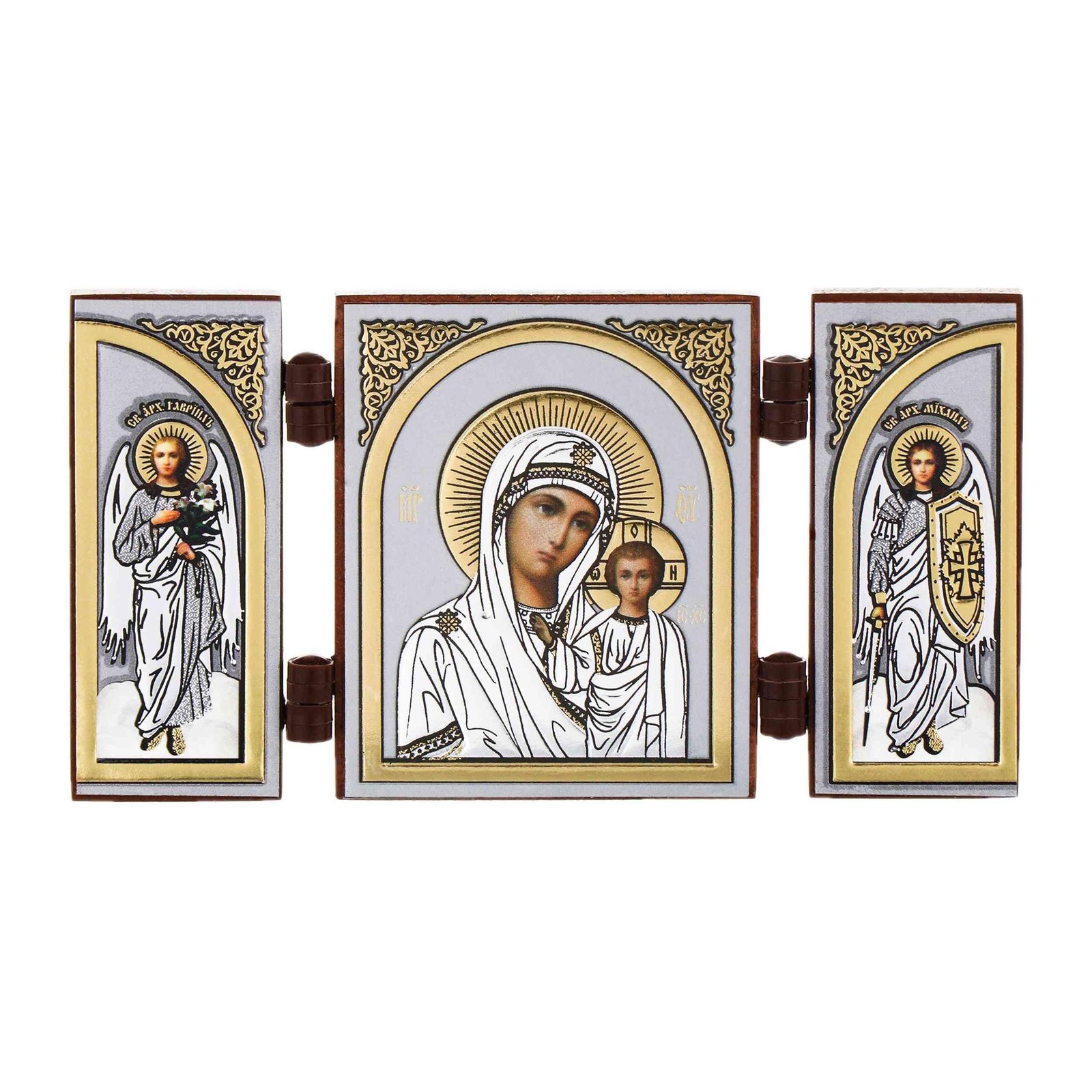 NKlaus - Gottesmutter von Kazan - Ikone Triptychon Christlich -Reise Holz Altar 16821 - Image 1
