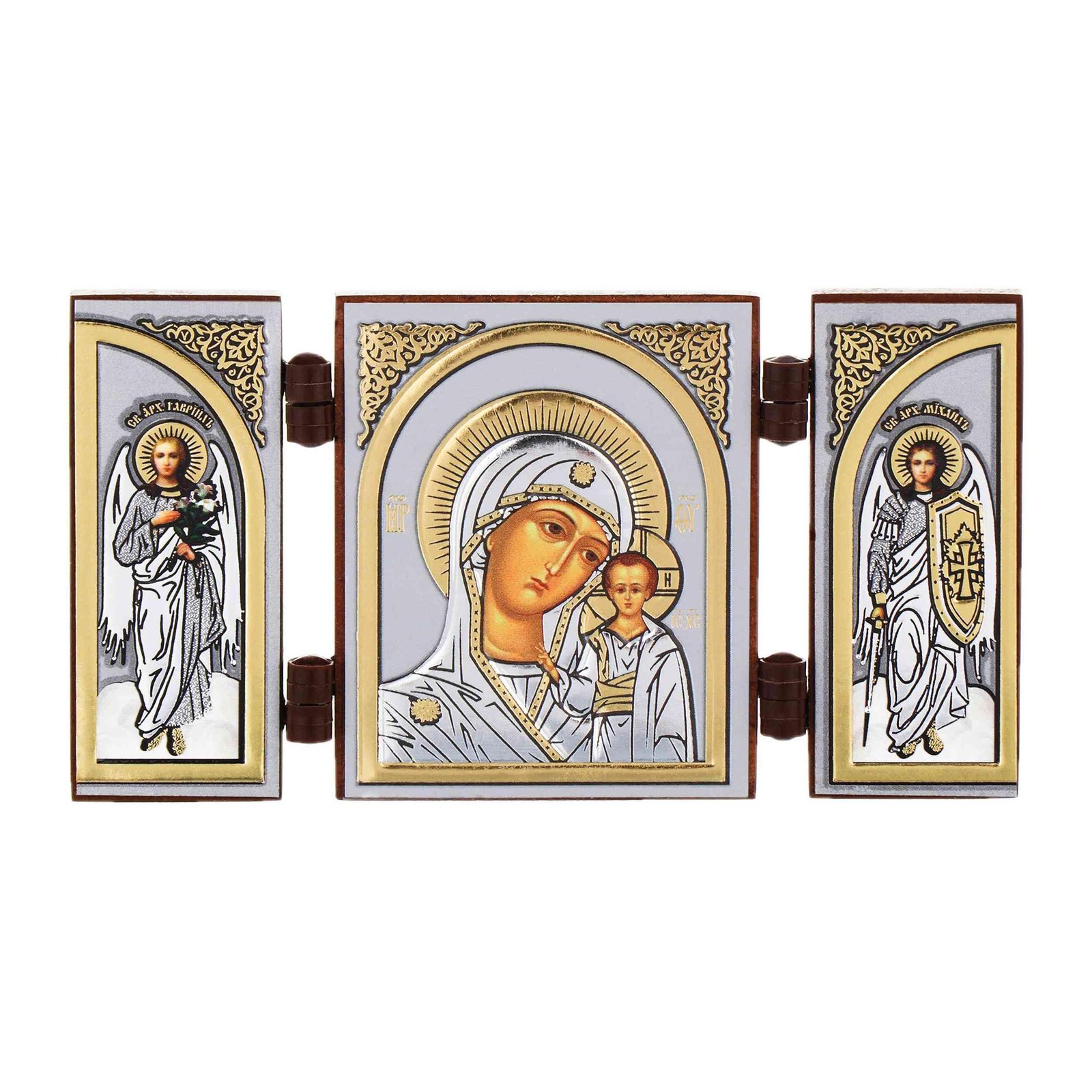 NKlaus - Gottesmutter von Kazan - Ikone Triptychon Christlich - reise Holz Altar 16617 - Image 1
