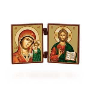 NKlaus - Gottesmutter von Kazan & Jesus Christus - christliche Ikone Diptychon - Kazanskaja I Spasitel - reise Altar Holz 36174 - Image 1