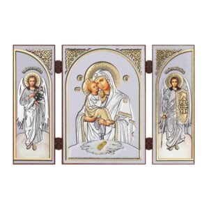 NKlaus - Gottesmutter von Pochaev - Holz Ikone Triptychon Christlich -Reise Altar 16841 - Image 1