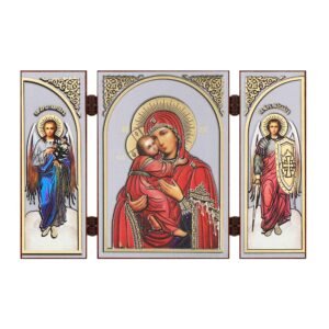 NKlaus - Gottesmutter von Wladimir - Ikone Triptychon Christlich - Reise Altar Holz 16862 - Image 1