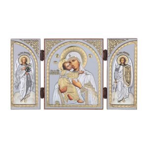 NKlaus - Gottesmutter von Wladimir - Ikone Triptychon Christlich - Reise Altar Holz 16877 - Image 1