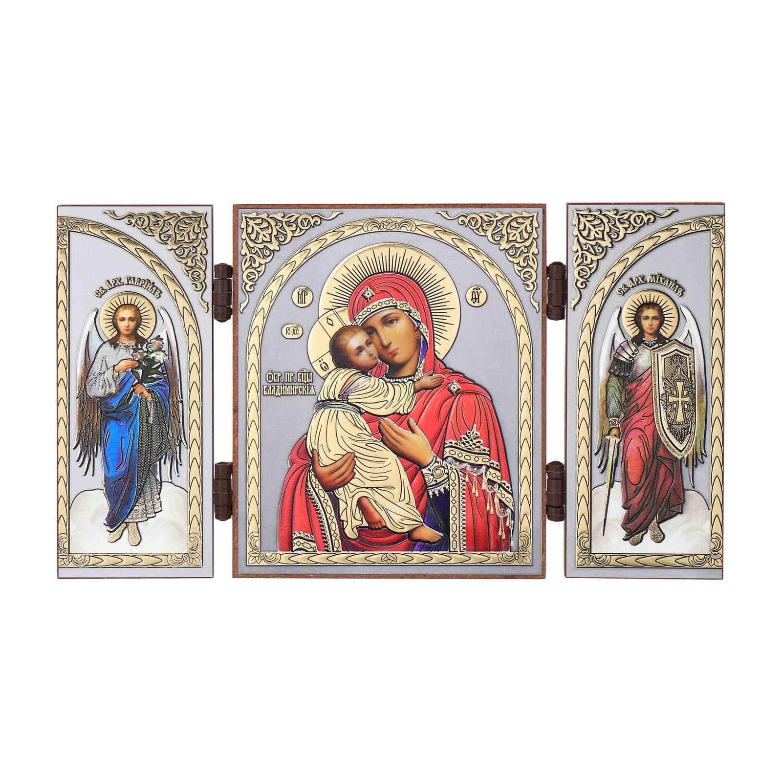 NKlaus - Gottesmutter von Wladimir - Ikone Triptychon Christlich - Reise Altar Holz 16892 - Image 1