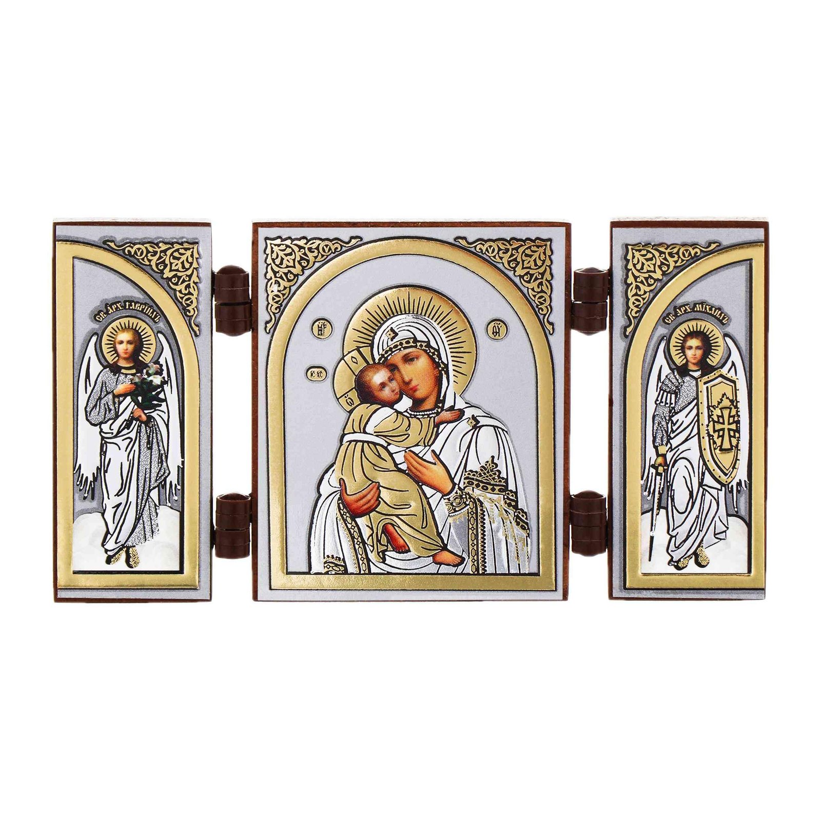 NKlaus - Gottesmutter von Wladimir - Ikone Triptychon Christlich - reise Altar Holz 16626 - Image 1