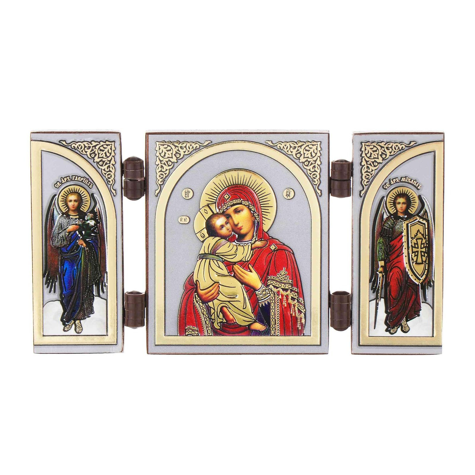 NKlaus - Gottesmutter von Wladimir - Ikone Triptychon Christlich - reise Altar Holz 16636 - Image 1