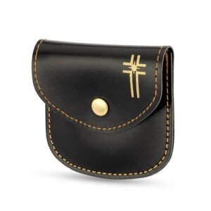 NKlaus Rosenkranz Kunstleder Etui schwarz 8x8 cm mit Kreuz motiv Rosenkranzbehälter 14442 - Image 4