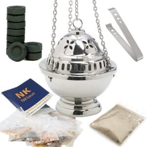 NKlaus Weihrachuschwenker Set 15tlg. silbern mit RäucherKohlezange Harze und Weihrauch - Image 1