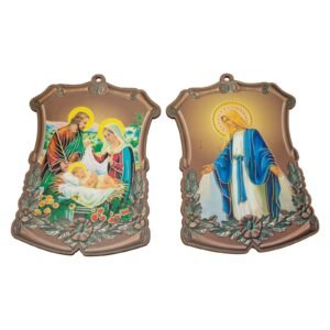 NUOBESTY 2 Stück Holz Madonna Dekoration mit Leichter Robuster Struktur für Tisch und Wohnraum Klassische Religiöse Deko der Heiligen Familie in Verschiedenen Farben Zufälliger Stil - Image 1