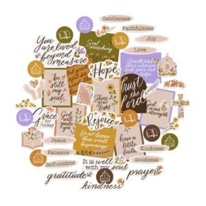 Navy Peony Andachts-Visionboard-Aufkleber für Christen (48 Stück) – Florale, minimalistische religiöse christliche Aufkleber für Bibeljournaling und christliche Planer - Image 1