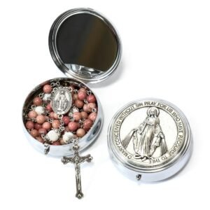 Nazareth Store Rosenkranz-Halskette mit katholischen Steinen, 6 mm Perlen, 8 mm Mystery-Perlen, wundertätige Medaille und unsere Liebe Frau der Gnaden Metall-Geschenkbox, Eine Größe, Stahllegierung - Image 1