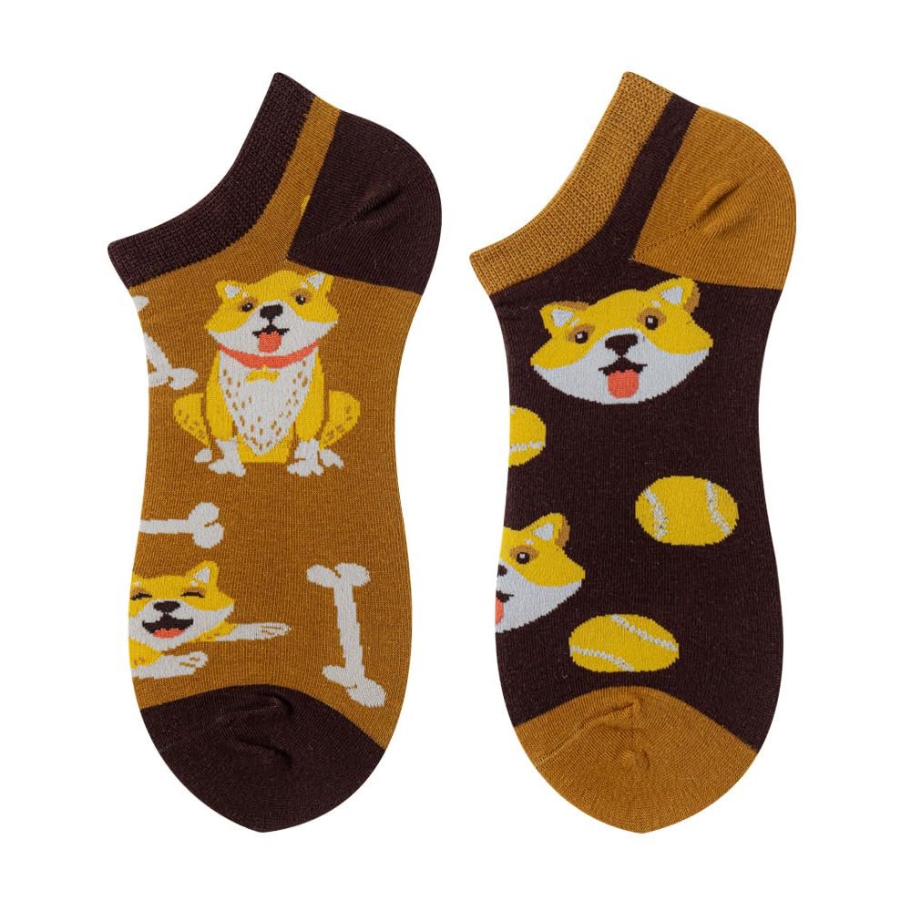 NxnChc Lustige Kurz Socken Für Damen Und Herren Unisex Viele Akita Inu MotiveTier Essen Obst Sport Kunst Aus Baumwolle Geschenk Asymmetrische Muster Links Und Rechts - Image 1