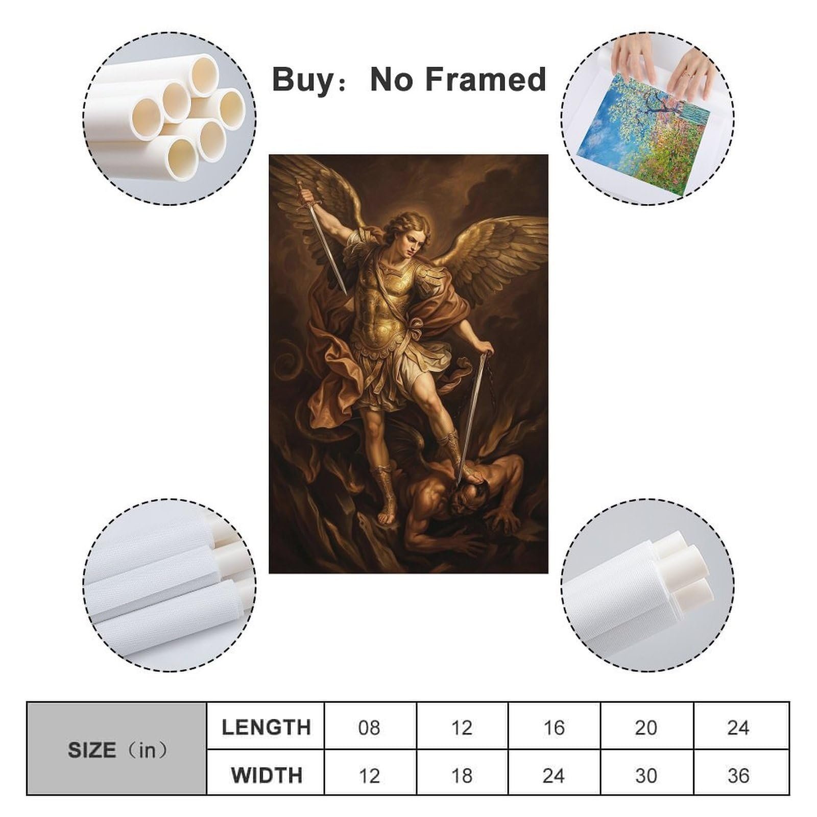 OKNGB Spiritueller Schutz, Heiliger Erzengel Michael, religiöses Poster, moderne dekorative Leinwanddrucke, ideale Wandkunst für Familie, Spielzimmer, Kinder, Jungen und Mädchen, 40 x 60 cm - Image 2