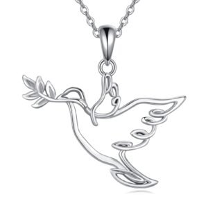ONEFINITY Taube Kette 925 Sterling Silber Friedenstaube Anhänger Kette Taube Vogelschmuck Geschenk für Damen - Image 1