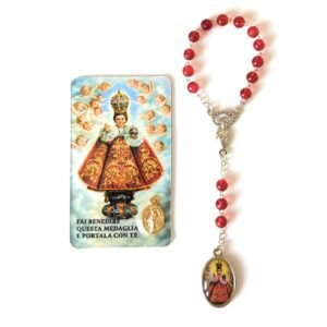 OVUNQUE PROTEGGIMI Rosenkranz des Jesuskindes, Andachtsrosenkranz mit dem Prager Jesuskind, Handgemachter Rosenkranz des Prager Jesuskindes mit Gebet - Image 1