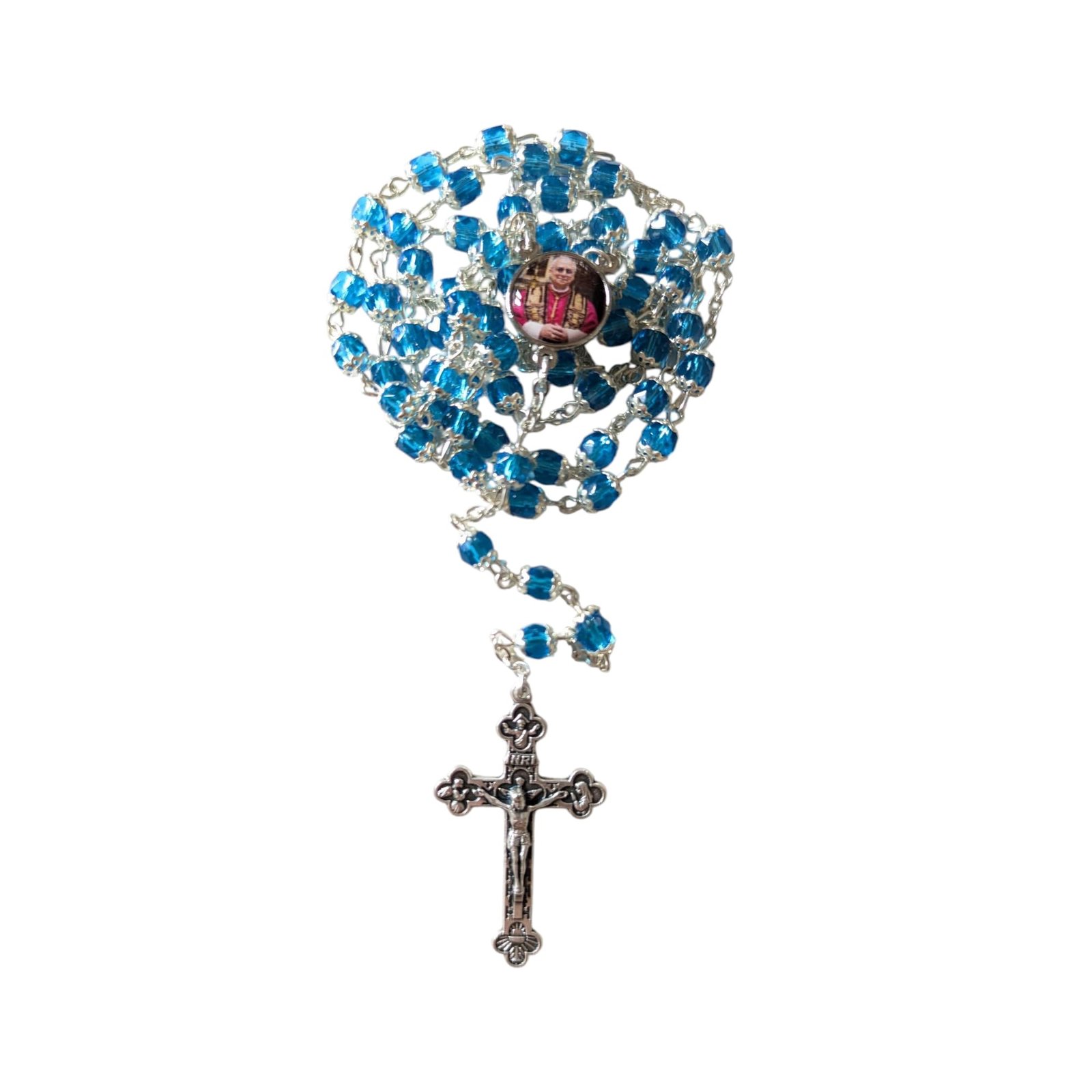OVUNQUE PROTEGGIMI Rosenkranz für Papst Löwe XIV und Unserer Lieben Frau vom Guten Rat, katholische Rosenkranz aus Glas, Kruzifix aus Metall (ohne Box) - Image 1