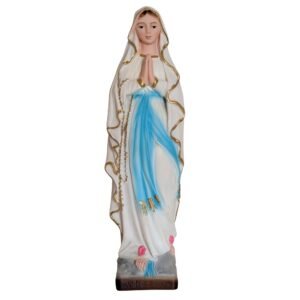 OVUNQUE PROTEGGIMI Statue Unserer Frau von Lourdes aus Marmorpulver, 20 cm, für den Innen- und Außenbereich, Figur Madonnina, handgefertigt in der Toskana. - Image 1