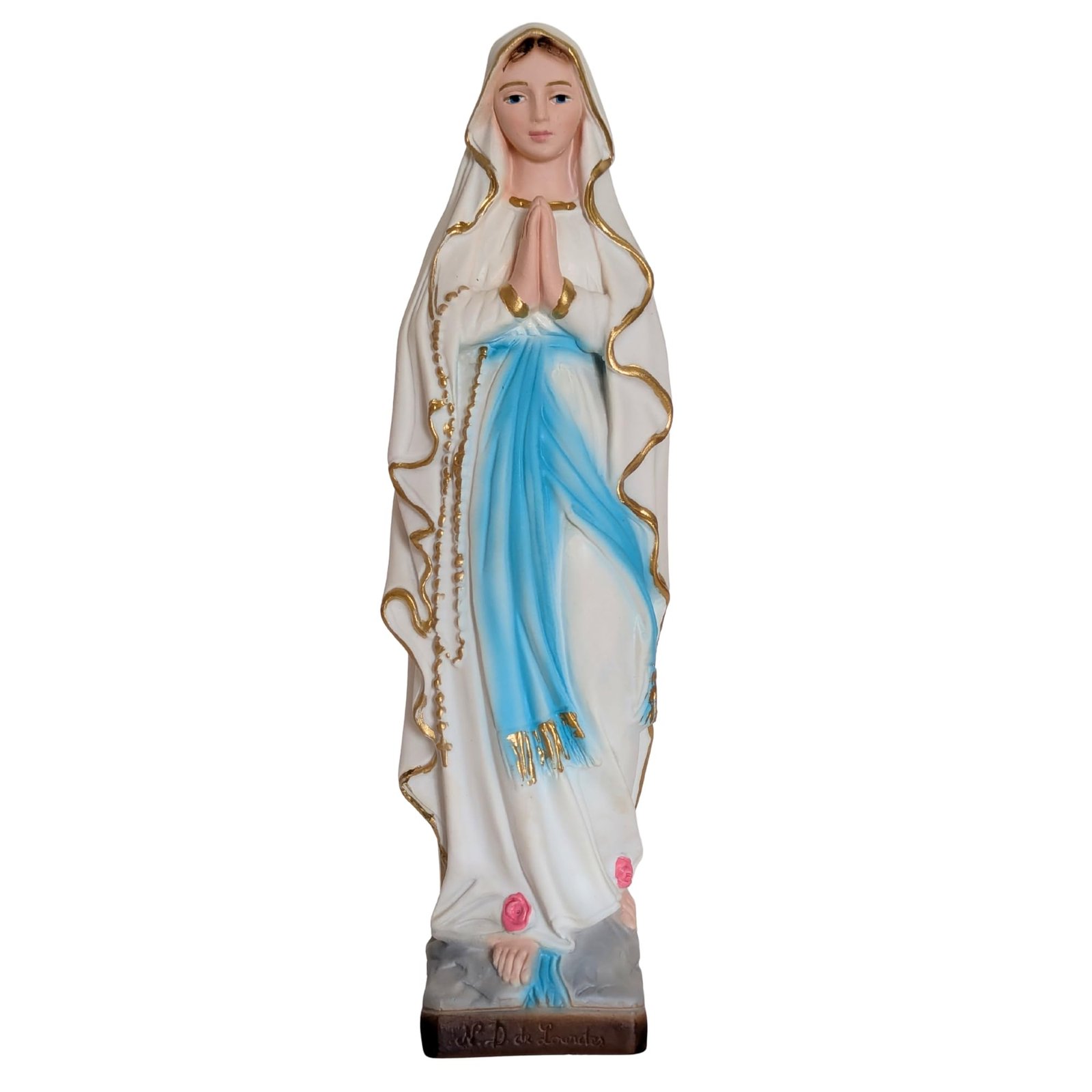 OVUNQUE PROTEGGIMI Statue Unserer Frau von Lourdes aus Marmorpulver, 20 cm, für den Innen- und Außenbereich, Figur Madonnina, handgefertigt in der Toskana. - Image 1