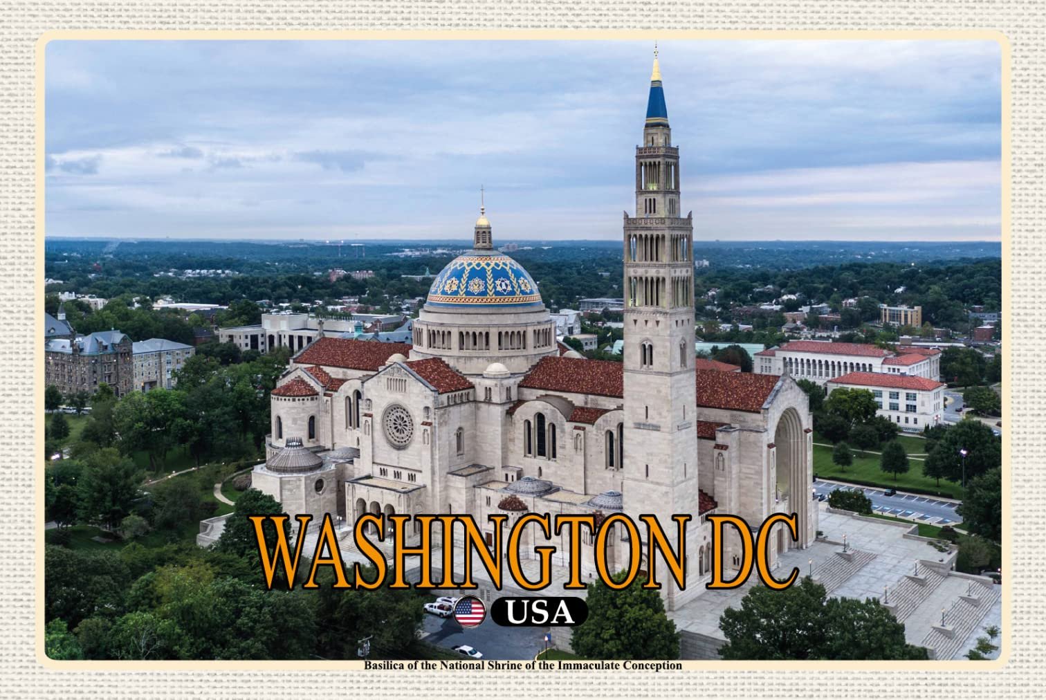 Ontrada Blechschild 12x18cm gewölbt Washington DC USA Basilica National Shrine Schild - Image 1
