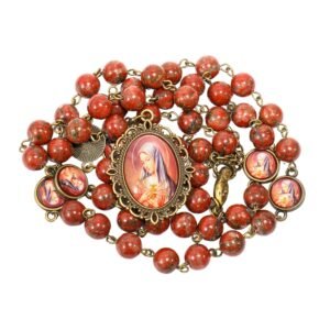 Our Lady Seven Sorrows Red Stone Rosary- Catholic Devotional Prayer Beads Jewelry Necklace for Women & Men - Image 1