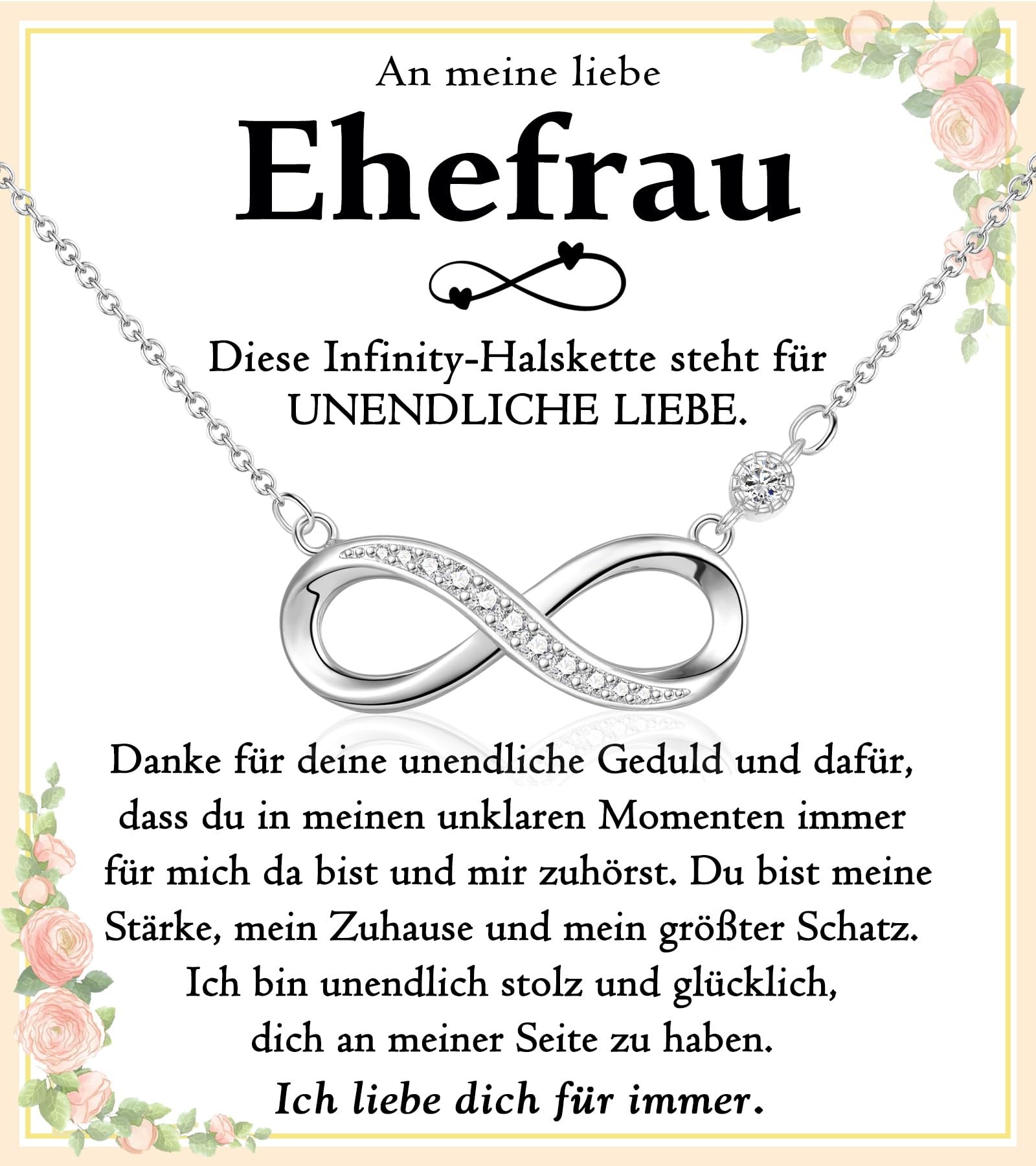 PDTU Ich Liebe Dich Geschenke für Frauen, Unendlichkeitszeichen Kette für Ehefrau zum Valentinstag von Ehemann, Liebes Geschenk für Sie Ehefrau Damen zum Hochzeitstag Jahrestag Geburtstag Weihnachten - Image 1