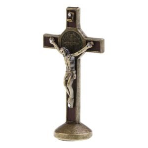 POFET Kruzifix Jesus Christus Kreuz Statue Figur für Auto Home Chapel Decor - Bronze - Image 1
