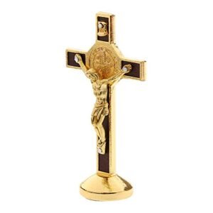 POFET Kruzifix Jesus Christus Kreuz Statue Figur für Auto Home Chapel Decor - Gold - Image 1