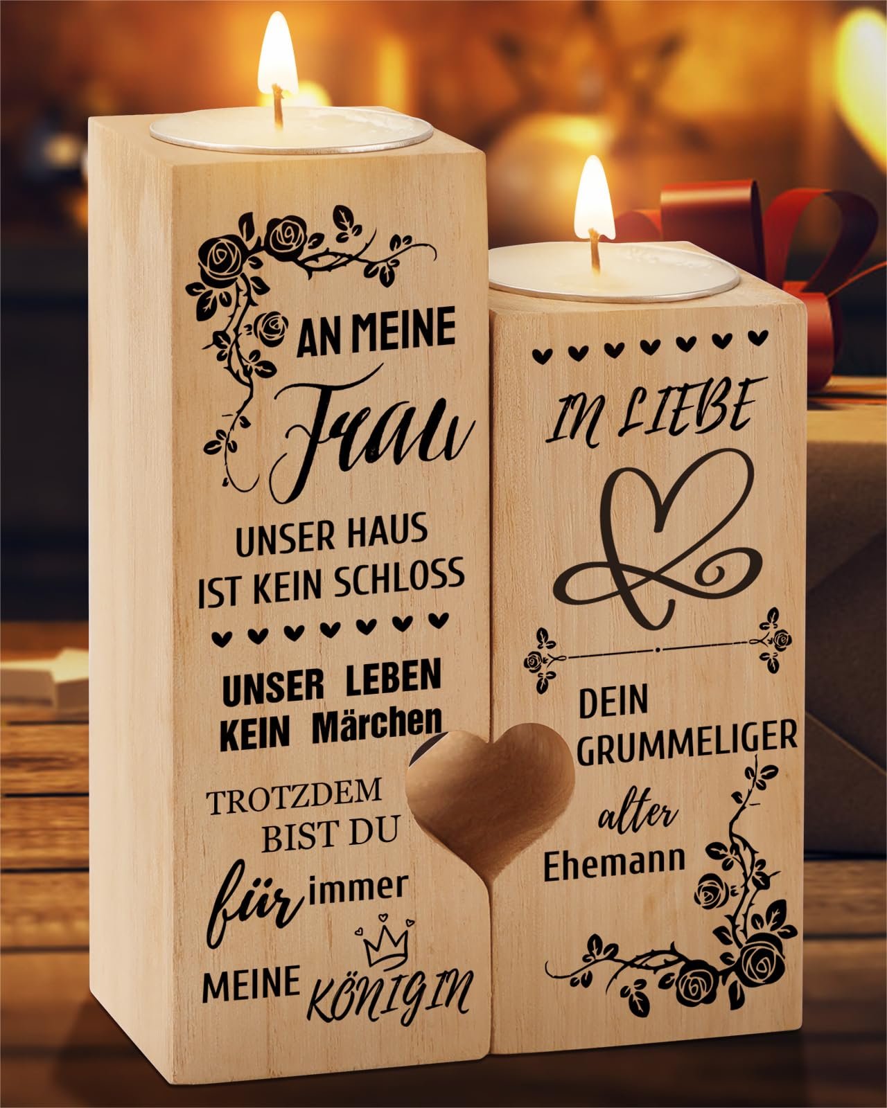 PRSTENLY Geschenk für Ehefrau, Kerzenständer Mit Ich Liebe Dich Geschenke für Sie Lieblingsmensch Frau Traumfrau zum Jahrestag Hochzeitstag Geburtstag Weihnachten Valentinstag - Image 1