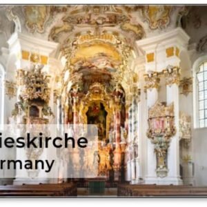 Pilgerkirche Wies, Innenraum der Kirche - Wieskirche bei Steingaden an der Romantischen Straße in Bayern, Deutschland, Kühlschrankmagnet - Image 1