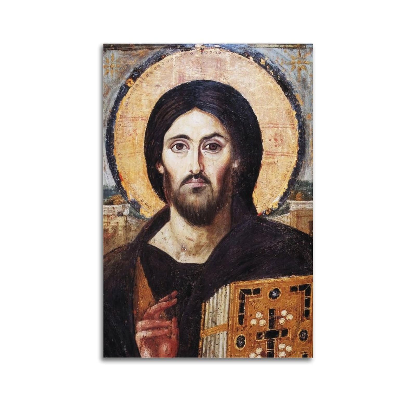 Poster auf Leinwand, Motiv: Jesus Christus, Pantokrator des Heiligen Katharinenklosters am Berg Sinai, Wandkunst, Bilddruck, hängende Foto-Idee, Dekoration, Wohnkunst, 50 x 75 cm - Image 1