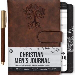 Prazoli Christliches Bibel-Gebetstagebuch aus Leder für Männer – Notizbuch & Planer, tägliche Andachte, undatiert, religiöse Jesusglaube, Geschenke für Abschluss, Taufe und Kirche, Baum des Lebens - Image 1