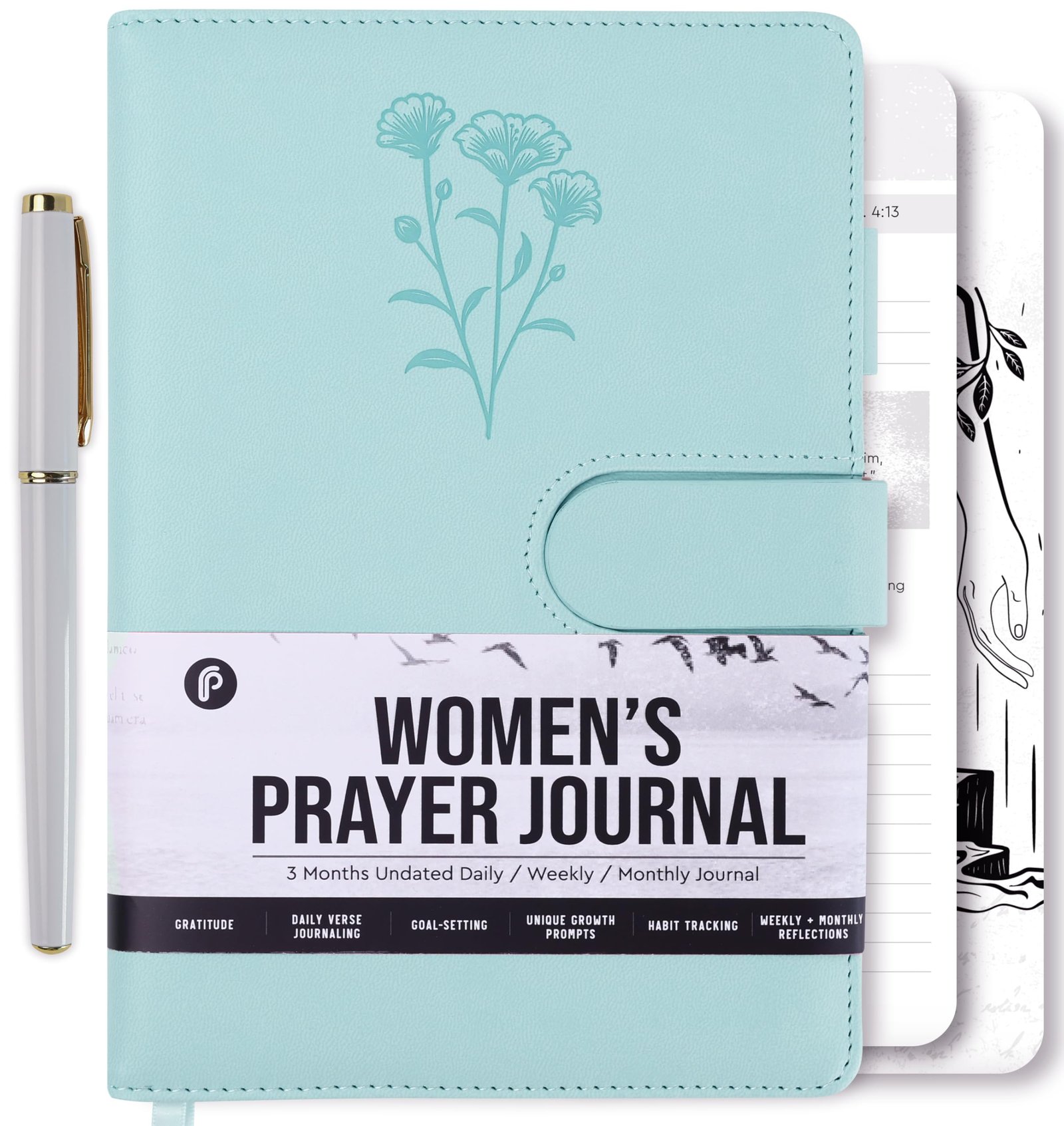 Prazoli Christliches Gebetstagebuch aus Leder für Frauen – Ganzjahres-Bibeltagebuch, tägliches Dankbarkeits-Notizbuch | Andachten für Frauen & Bibelnotizbuch | inspirierende, religiöse Geschenke - Image 1