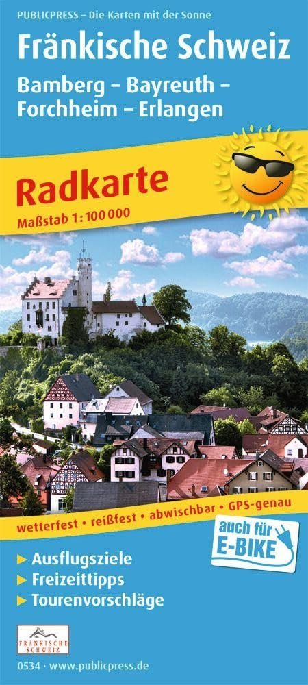 Publicpress Radkarte Fränkische Schweiz, Bamberg, Bayreuth, Forchheim, Erlangen 1:100.000: Radkarte mit Ausflugszielen, Einkehr- & Freizeittipps sowie ... GPS-genau. 1:100000 (Radkarte: RK) - Image 1