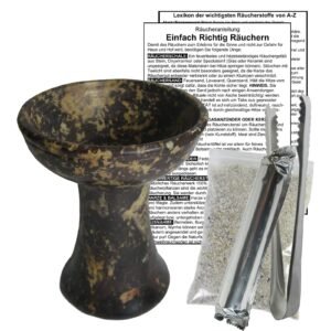 RÄUCHERSCHALE XL Räuchergefäß Set mit Kohle - Räucherkelch NATURSTEIN + RÄUCHERZANGE zum räuchern für jedes Räucherwerk, Weihrauch, Hausreinigung, Rauhnächte mit Räucheranleitung, ZUBEHÖR. 81001-B02 - Image 1