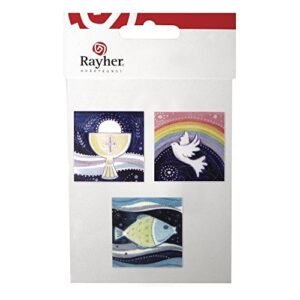 Rayher 31530000 Wachsmotive, christliche Motive, 4 x 4 cm, 3 Stück, Kelch, Taube, Fisch, zum Kerzen verzieren, Verzierwachs für Kommunionkerzen, Kerzen zur Konfirmation, Firmung etc. - Image 4