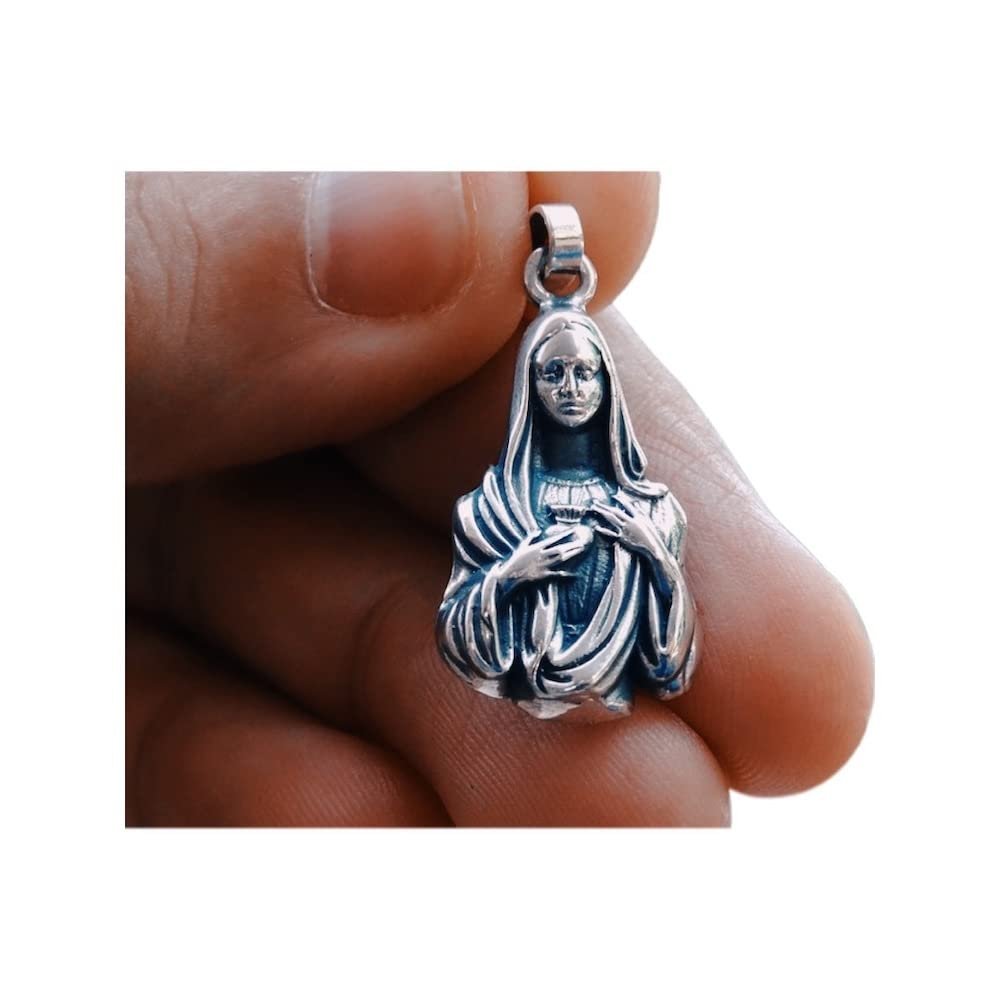 Religiöse Muttergottes Anhänger Taufe Echt Sterling Silber 925 Damen Handmade Schmuck Neu Silverzone77 - Image 1