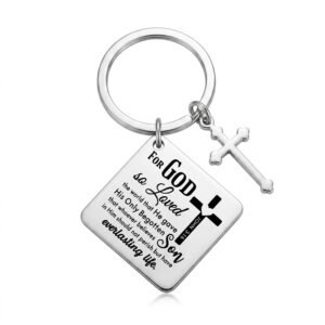 Roar Schlüsselanhänger Christlich Johannes 3:16 „For God So Loved the World...“ mit Kreuz & Herz – Geschenkidee für Gläubige Christen - Glaube Geschenk Bibelvers Christliches Accessoire - Image 1