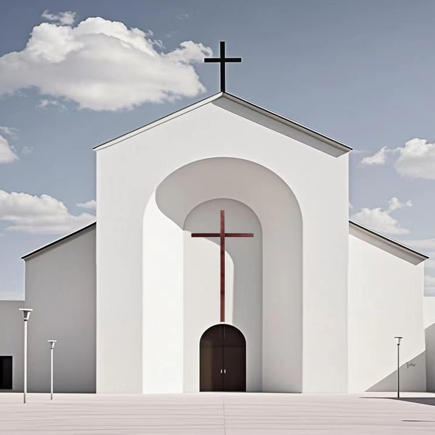 Rozozo Verstellbares, großes, handgefertigtes Holzkreuz, übergroßer Ständer, hohes Hofkreuz, Wandkreuz, Dekoration, katholische Osterhochzeit, Weihnachten, Outdoor-Kreuz, 215 cm - Image 4