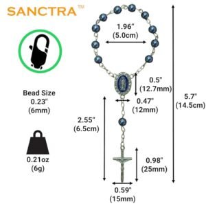 SANCTRA Reiserosenkranz mit einem Dekadenvolumen, handgefertigt und im Heiligen Land gesegnet, Rosenkranz mit Medaille und Kruzifix, Geschenkbeutel und Echtheitszertifikat - Image 7