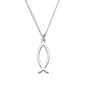 SCHOSCHON Halskette ICHTHYS Fisch-Symbol 925 Silber Schulanfang Geschenk Mädchen Konfirmation Firmung Kommunion Schmuck Christusfisch Kette Jesusfisch - Image 1