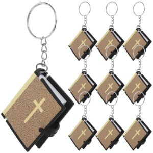 SEWACC Mini Bibel Schlüsselanhänger - 10 Stück Echte Religiöse Jesus-Schlüsselanhänger Mit Kleinem Heiligen Bibel-Anhänger Buch Für Taufe - Image 1