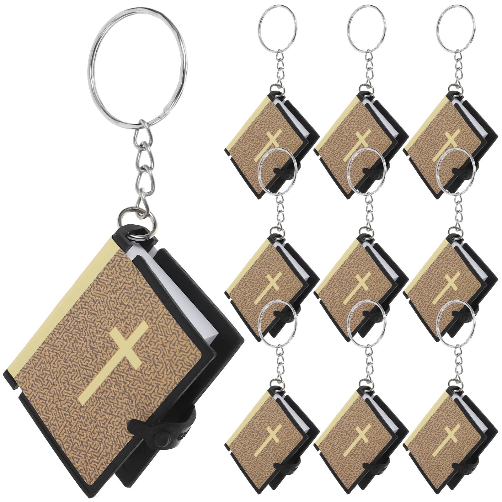 SEWACC Mini Bibel Schlüsselanhänger - 10 Stück Echte Religiöse Jesus-Schlüsselanhänger Mit Kleinem Heiligen Bibel-Anhänger Buch Für Taufe - Image 1