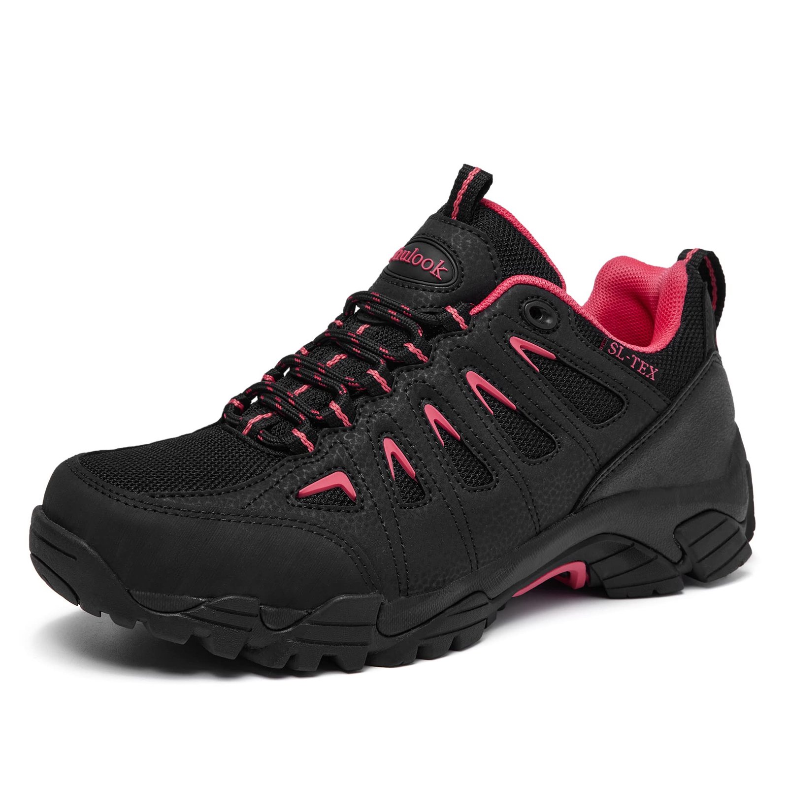 SHULOOK Wanderschuhe Damen Wasserdicht Leicht Trekkingschuhe Damen rutschfeste Bergschuhe Outdoor Schuhe für Camping,Hiking,Angeln (Schwarz Rot EU 42) - Image 1