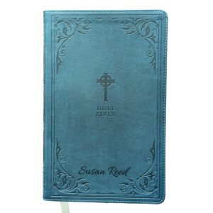 SacredBound Personalisierte katholische Bibel – NRSV katholische Ausgabe, blaugrünes Leder, weich, gravierter Name, komplette 73-Book-Bibel, Geschenk für Taufe, Konfirmation, RCIA (nur Name) - Image 1