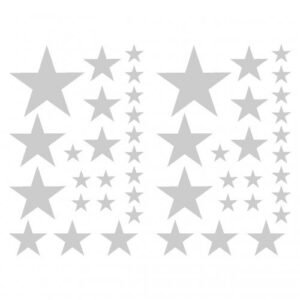 Samunshi® Sterne Aufkleber Set gefüllt Autoaufkleber 14x2,5cm6x5cm2x7,5cm1x10cm silbermetalleffekt - Image 1