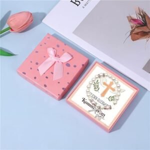 Schutzengel Armband, Kommunion Geschenke für Mädchen Frauen - Perle Armbänder mit Geschenkbox Karte Kreuz Engel, mit Karte & Geschenkbox, Kommunion Geschenke für Mädchen - Image 10