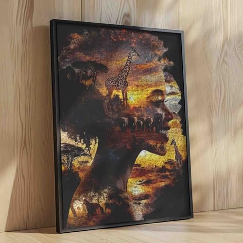 Schwarze Frauen Puzzles für Erwachsene Elefant Giraffe Baum des Lebens 1000 Teile Puzzle Kunst Afrika Frau Familienspiel Aktivität Spielabend - Image 4