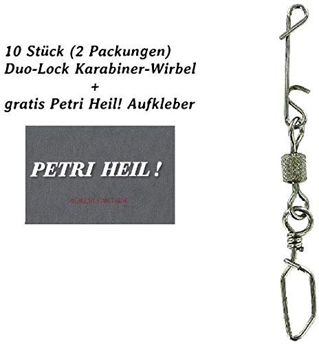 Set: 2 Packungen (10 Wirbelkarabiner) knotenlos Schnur-verbinder snap mit Wirbel Karabiner von Jenzi + gratis Petri Aufkleber (24 kg) - Image 2